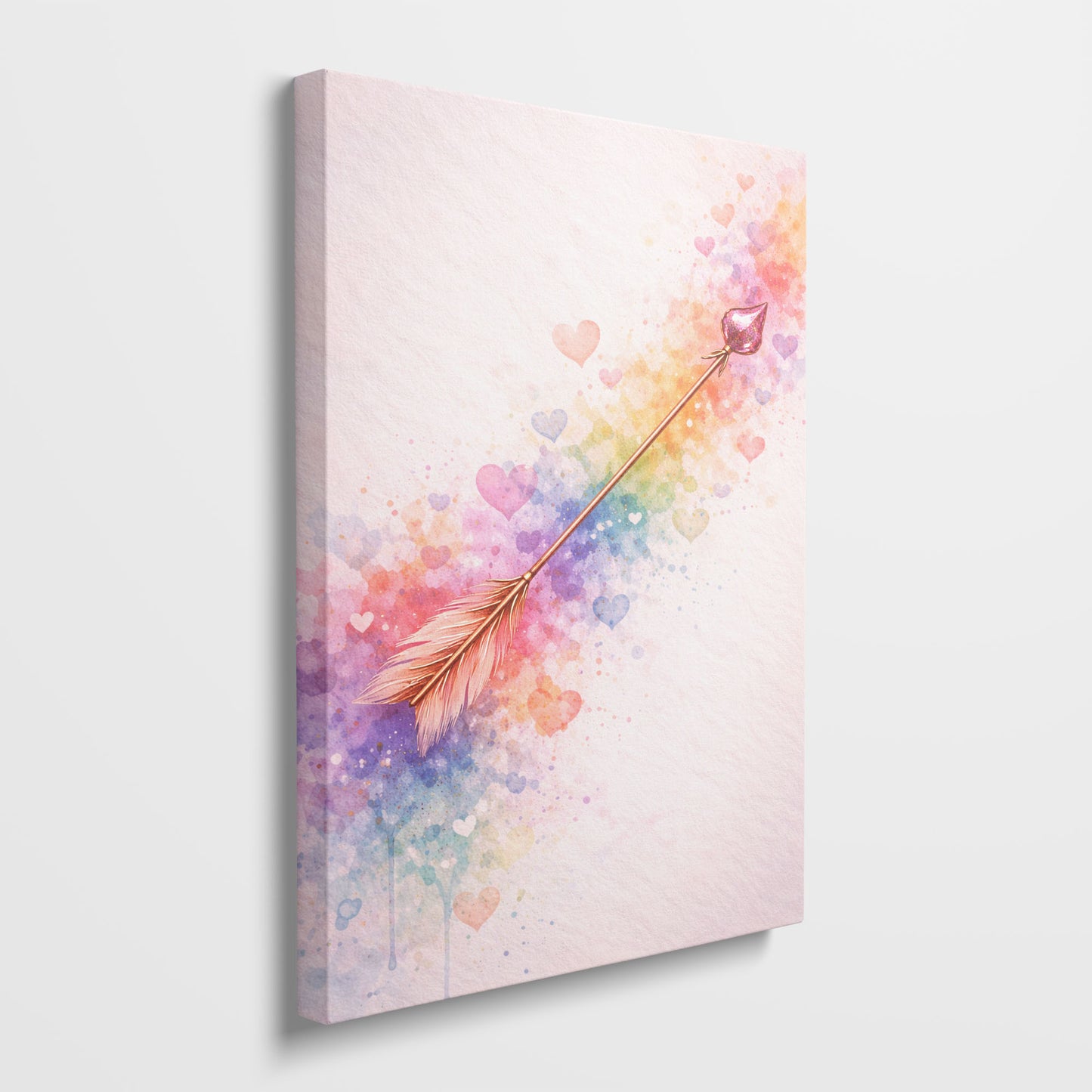 Cupid Arrow Heart Canvas Wall Art – Soft Romantic Abstract Love Art