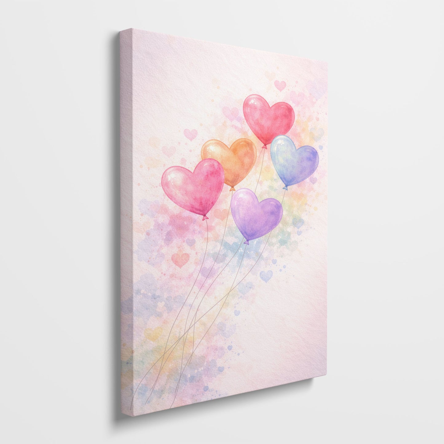 Heart Balloon Canvas Wall Art – Pastel Watercolor Love Decor
