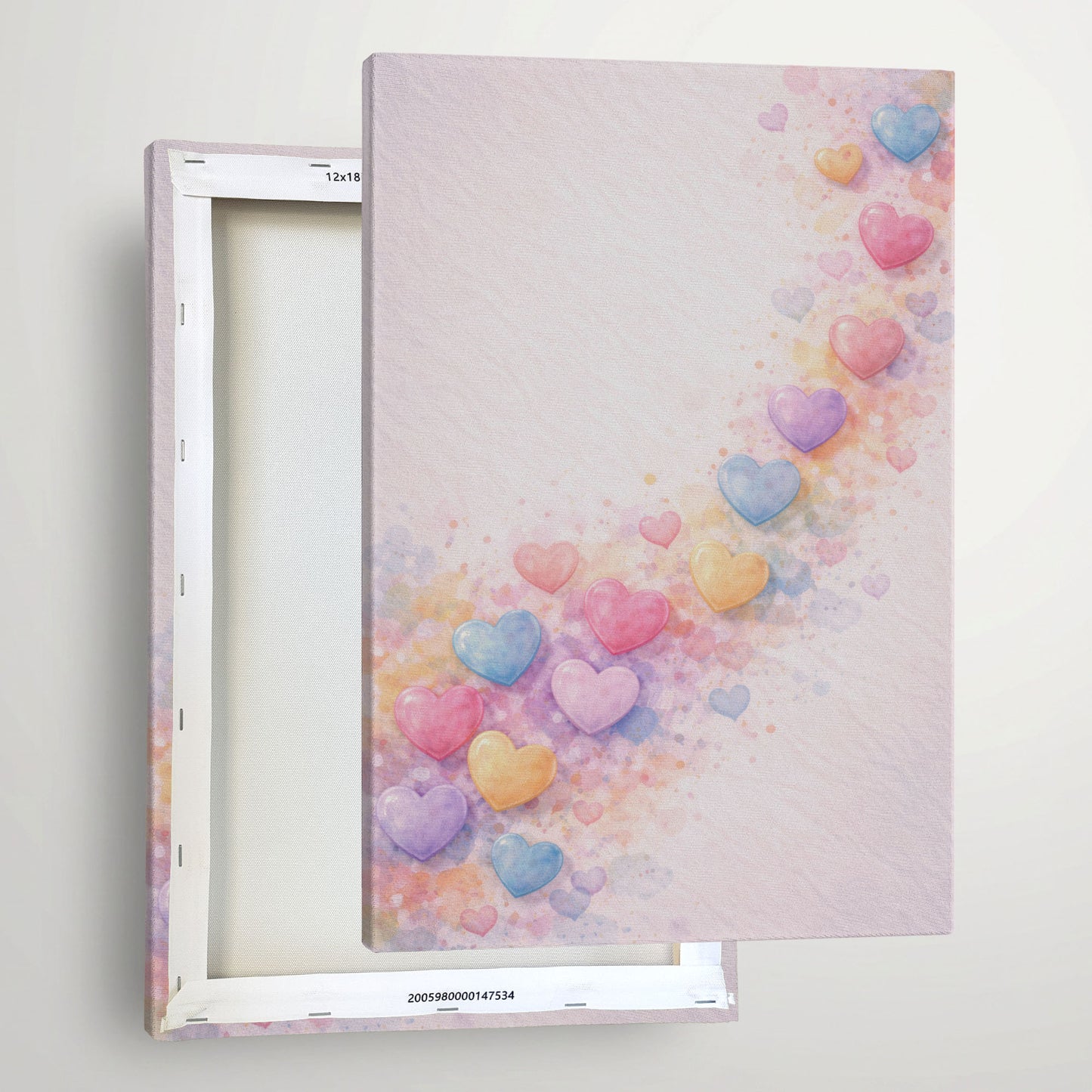 Rainbow Heart Trail Canvas Wall Art – Soft Abstract Love Decor