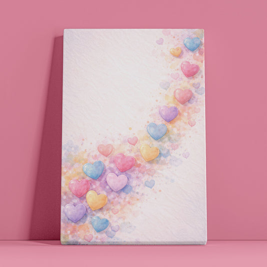 Rainbow Heart Trail Canvas Wall Art – Soft Abstract Love Decor