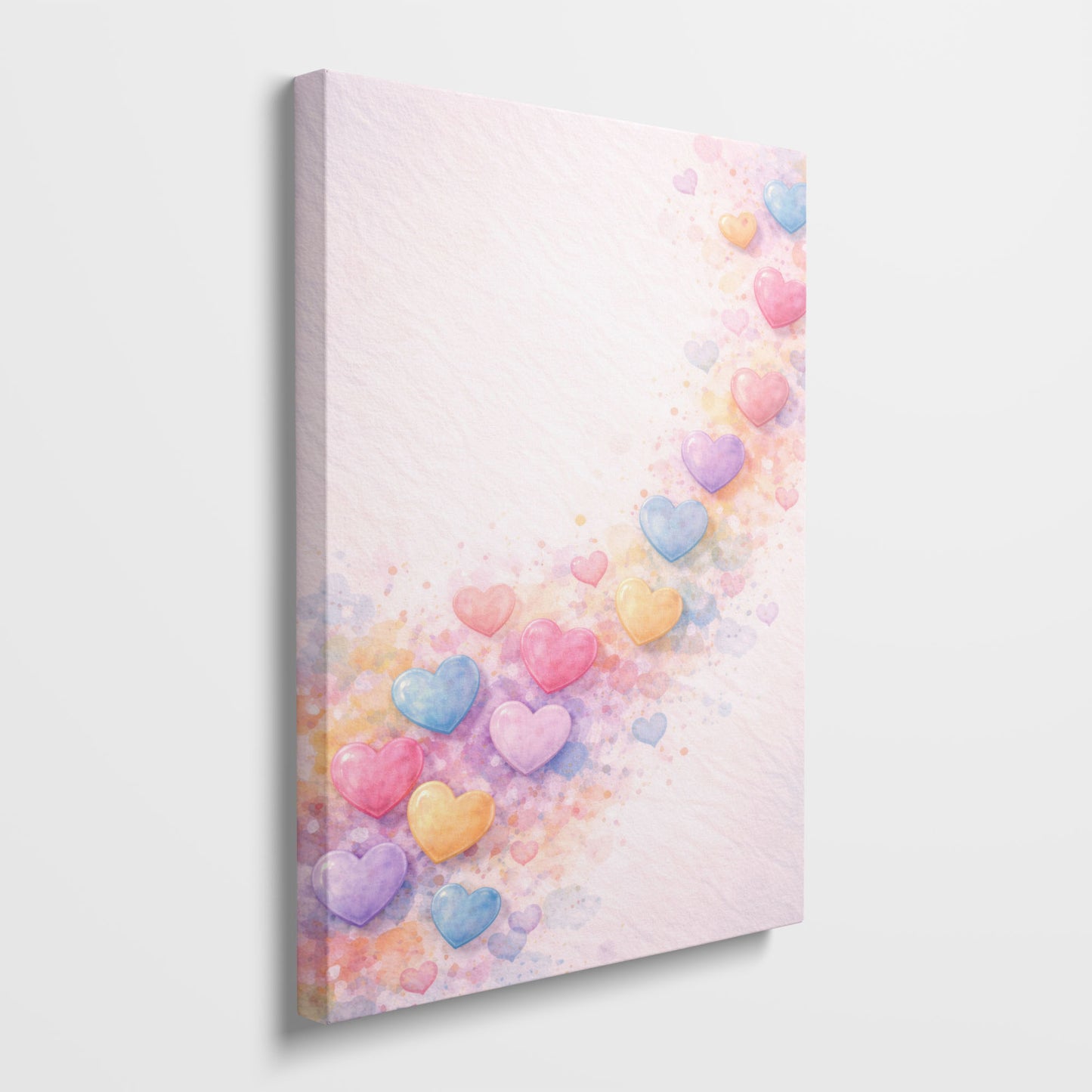 Rainbow Heart Trail Canvas Wall Art – Soft Abstract Love Decor