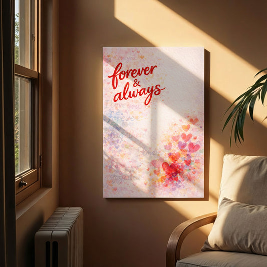 Forever and Always Canvas Wall Art – Minimal Romantic Quote Decor