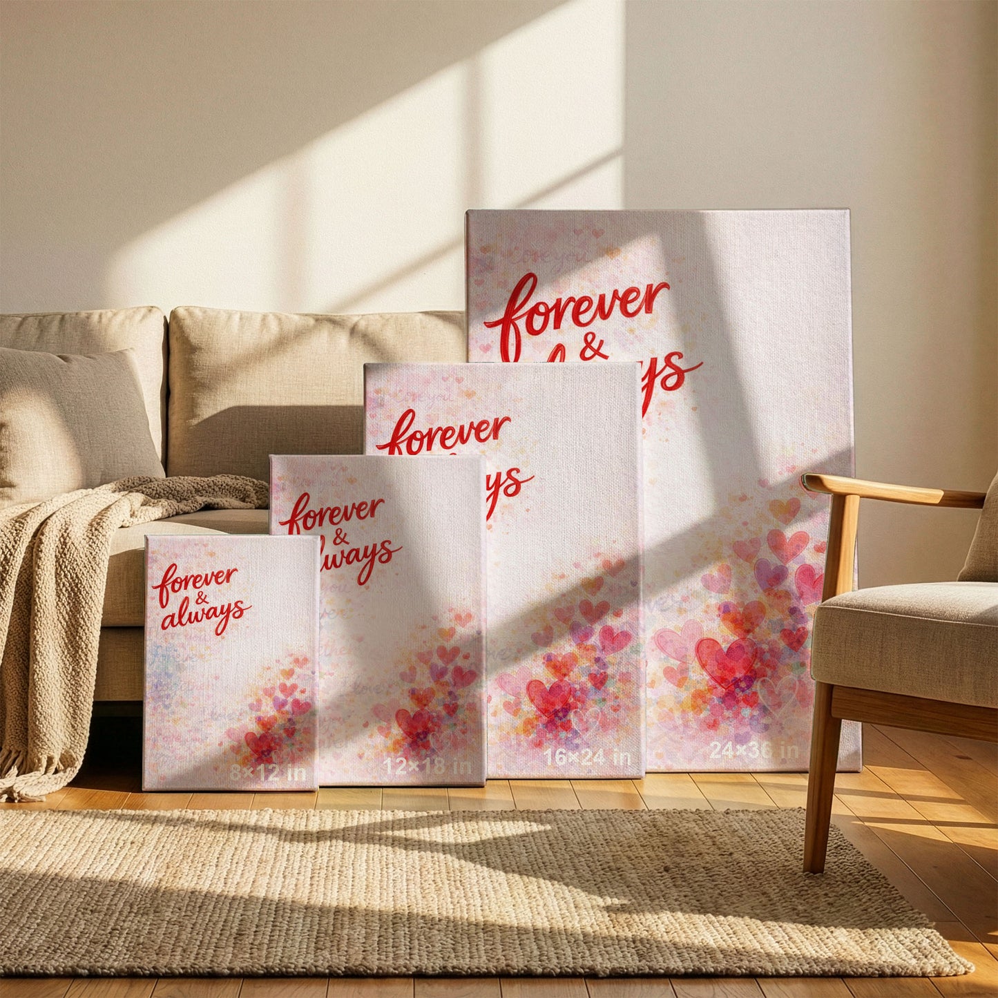 Forever and Always Canvas Wall Art – Minimal Romantic Quote Decor