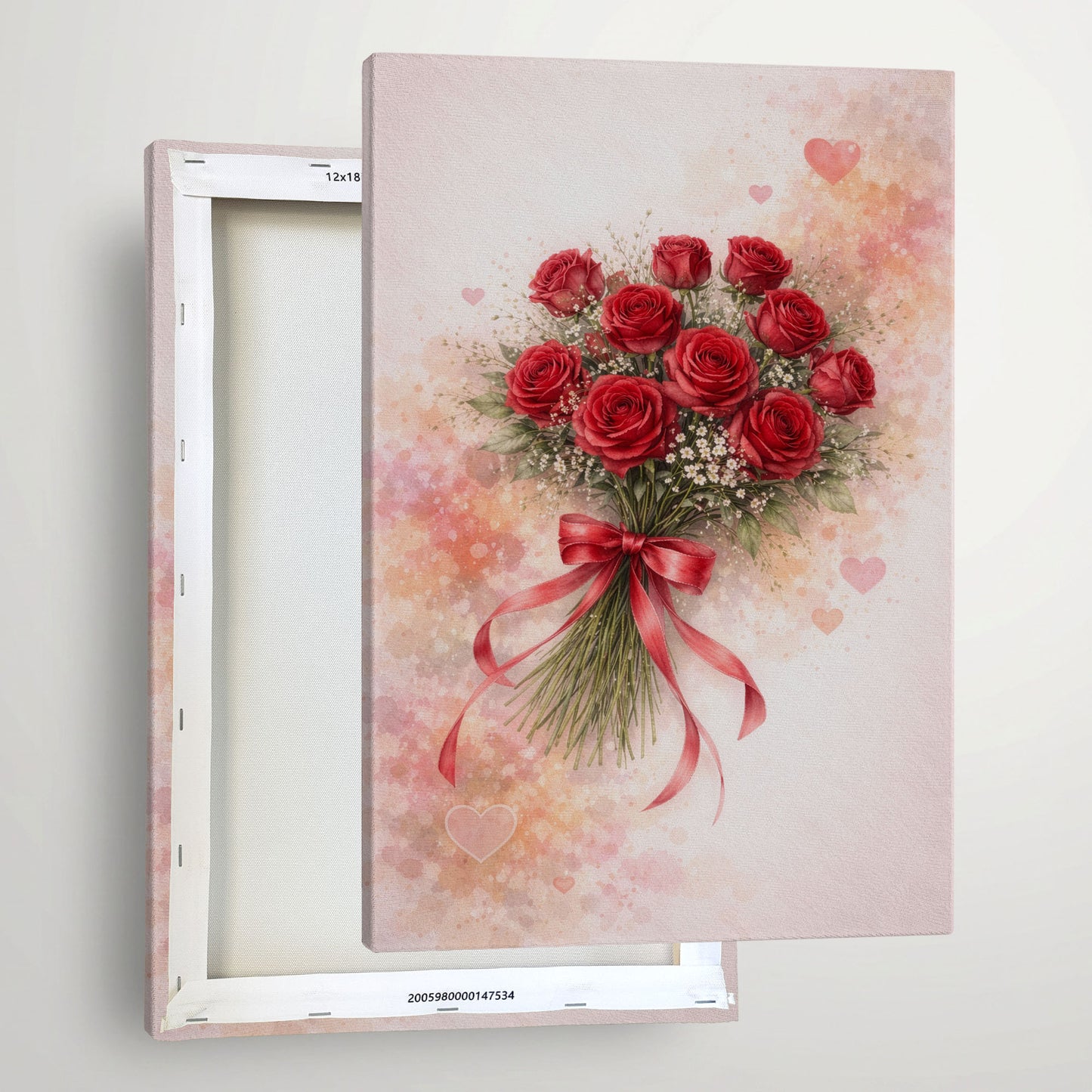 Red Rose Bouquet Canvas Wall Art – Romantic Floral Love Decor