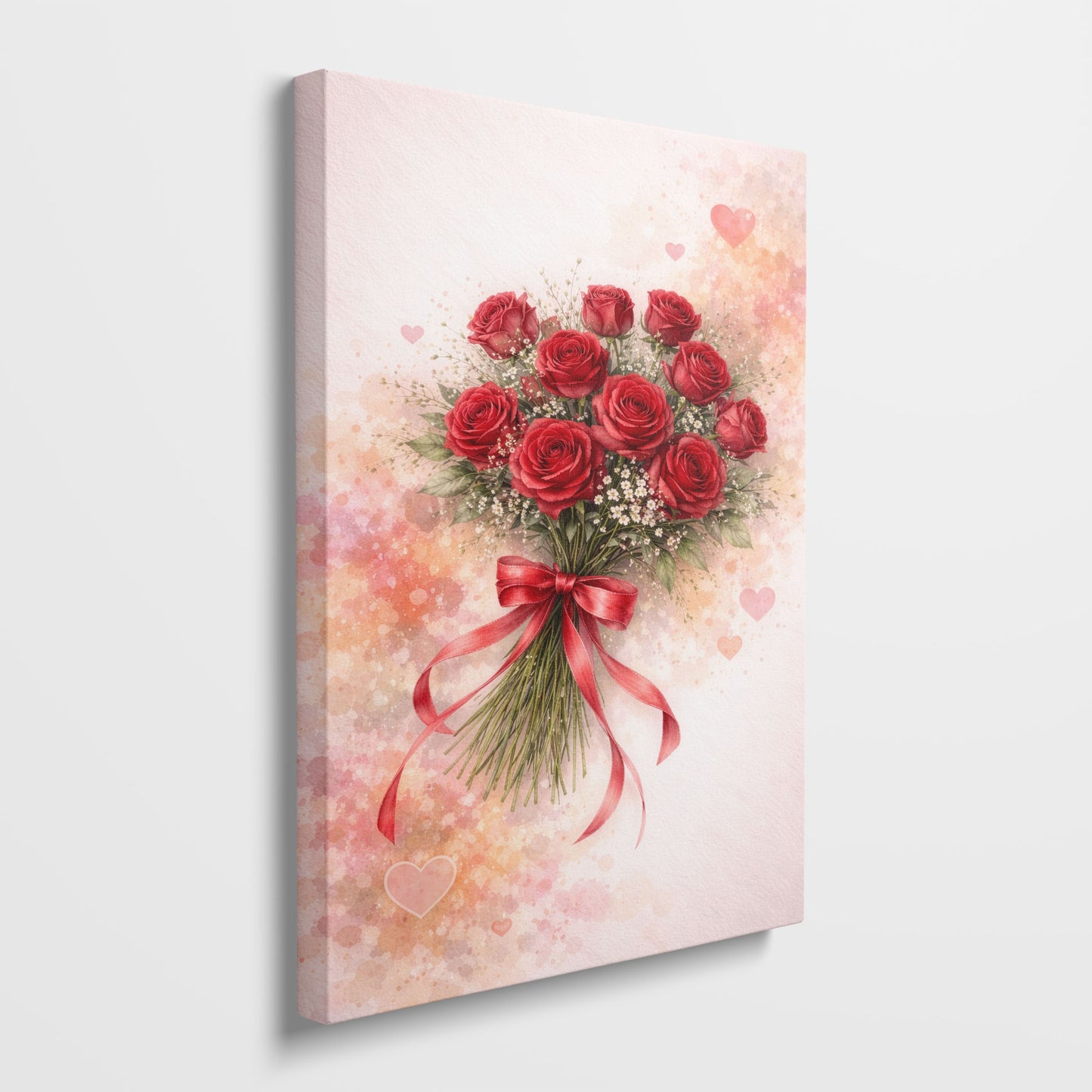 Red Rose Bouquet Canvas Wall Art – Romantic Floral Love Decor