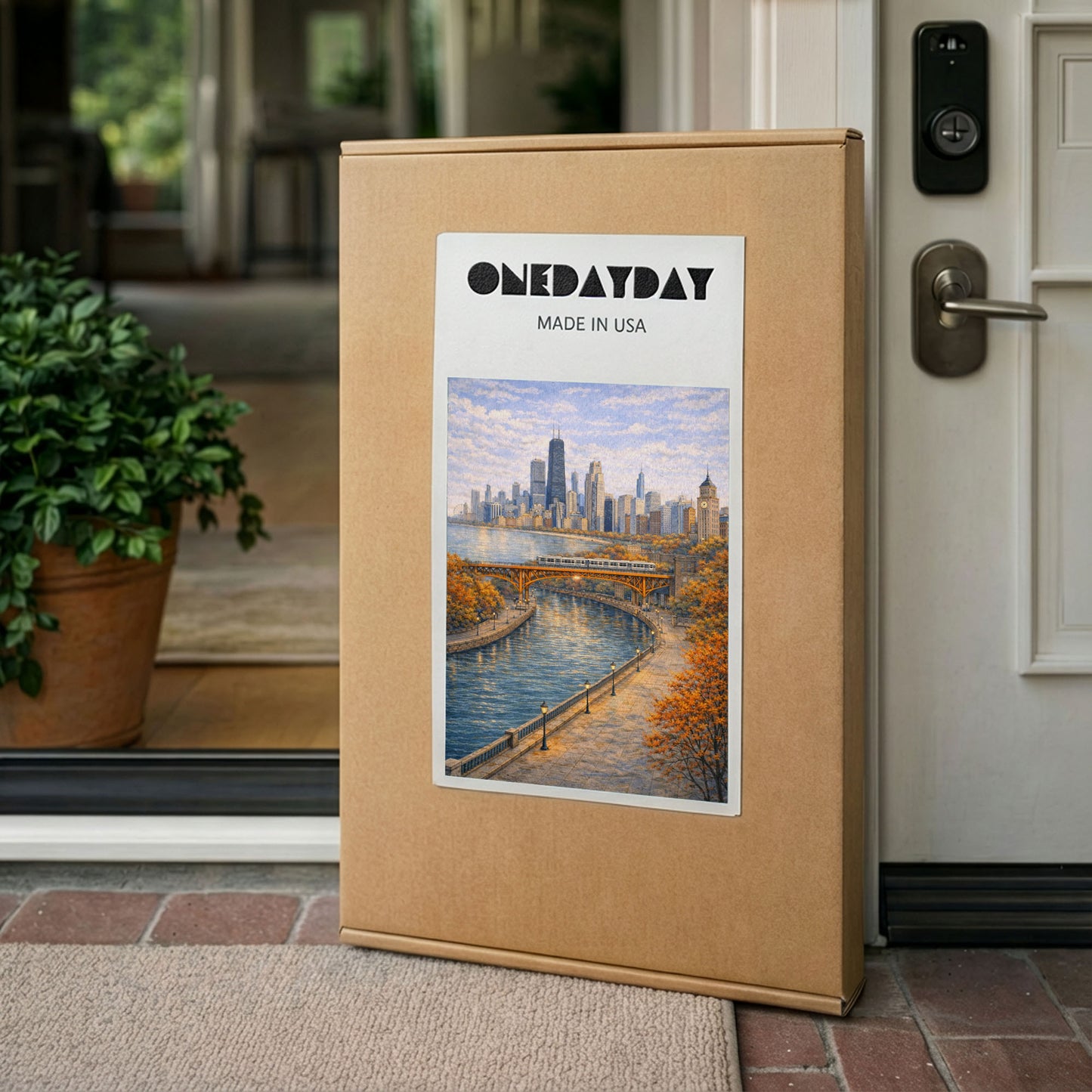 Chicago River City Canvas Art | Classic Skyline & Bridge Landscape Wall Decor