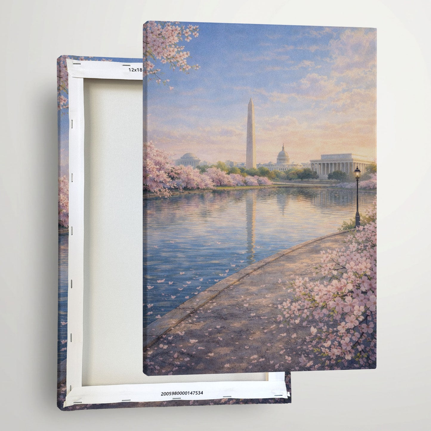 Washington D.C. Spring Canvas Art | Cherry Blossom Monument Landscape Wall Art