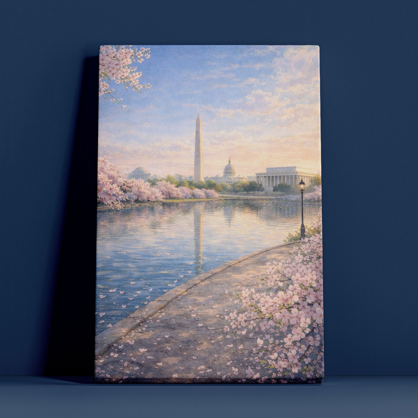 Washington D.C. Spring Canvas Art | Cherry Blossom Monument Landscape Wall Art