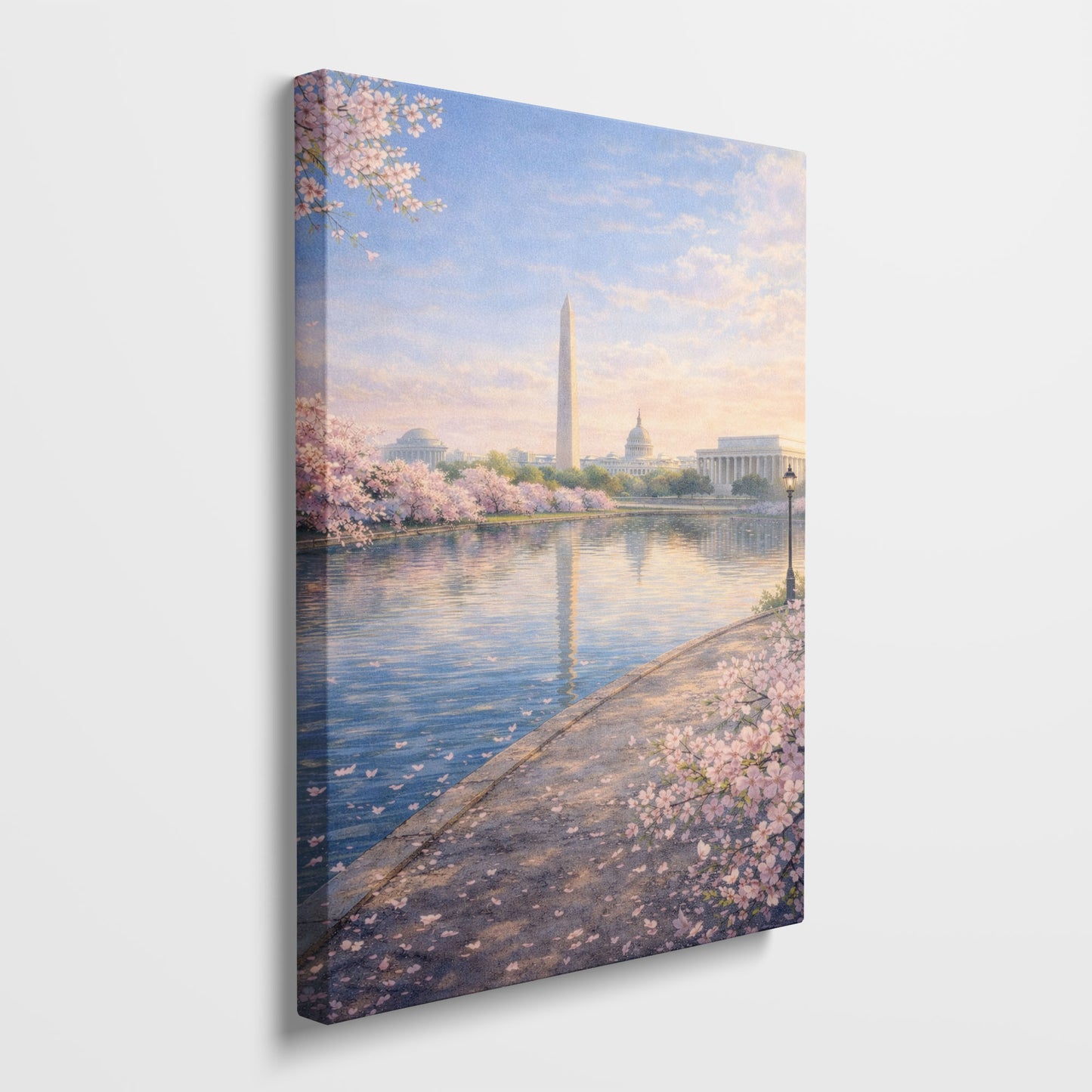 Washington D.C. Spring Canvas Art | Cherry Blossom Monument Landscape Wall Art