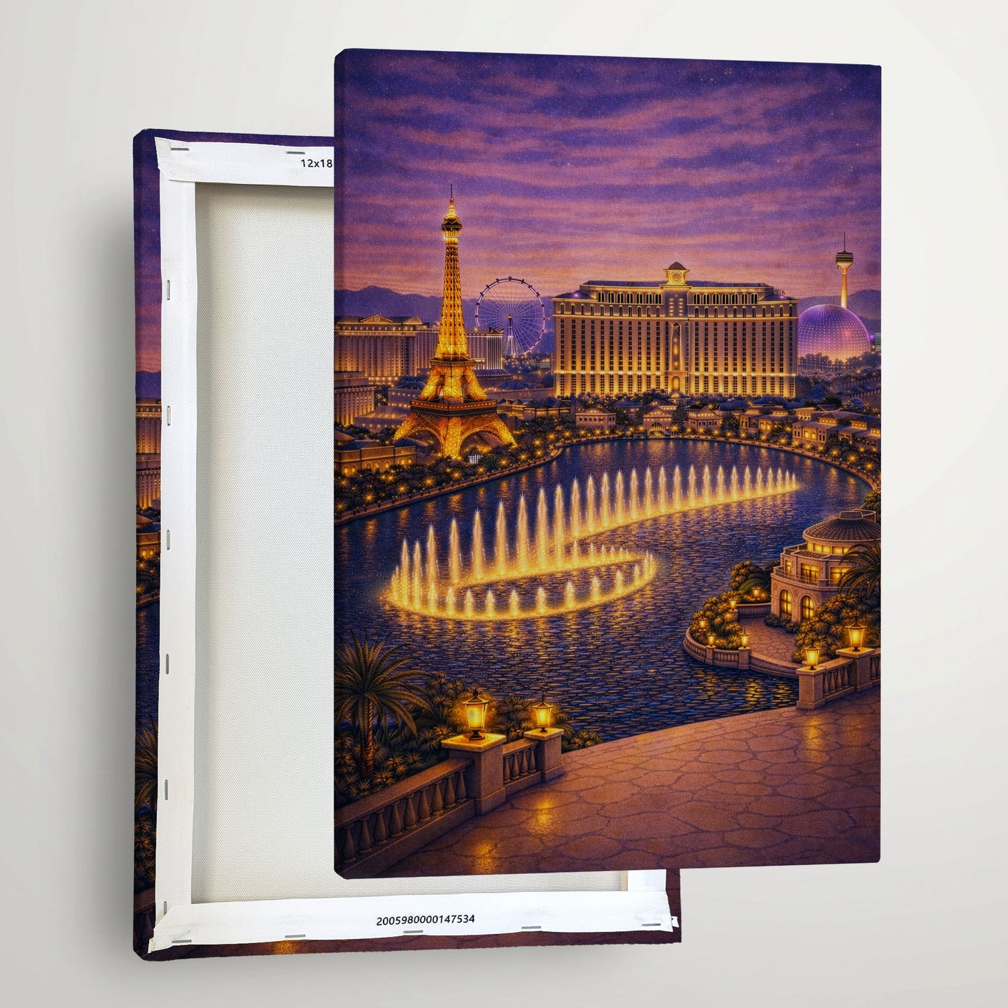 Las Vegas Night Canvas Art | Illuminated Strip Cityscape Wall Decor