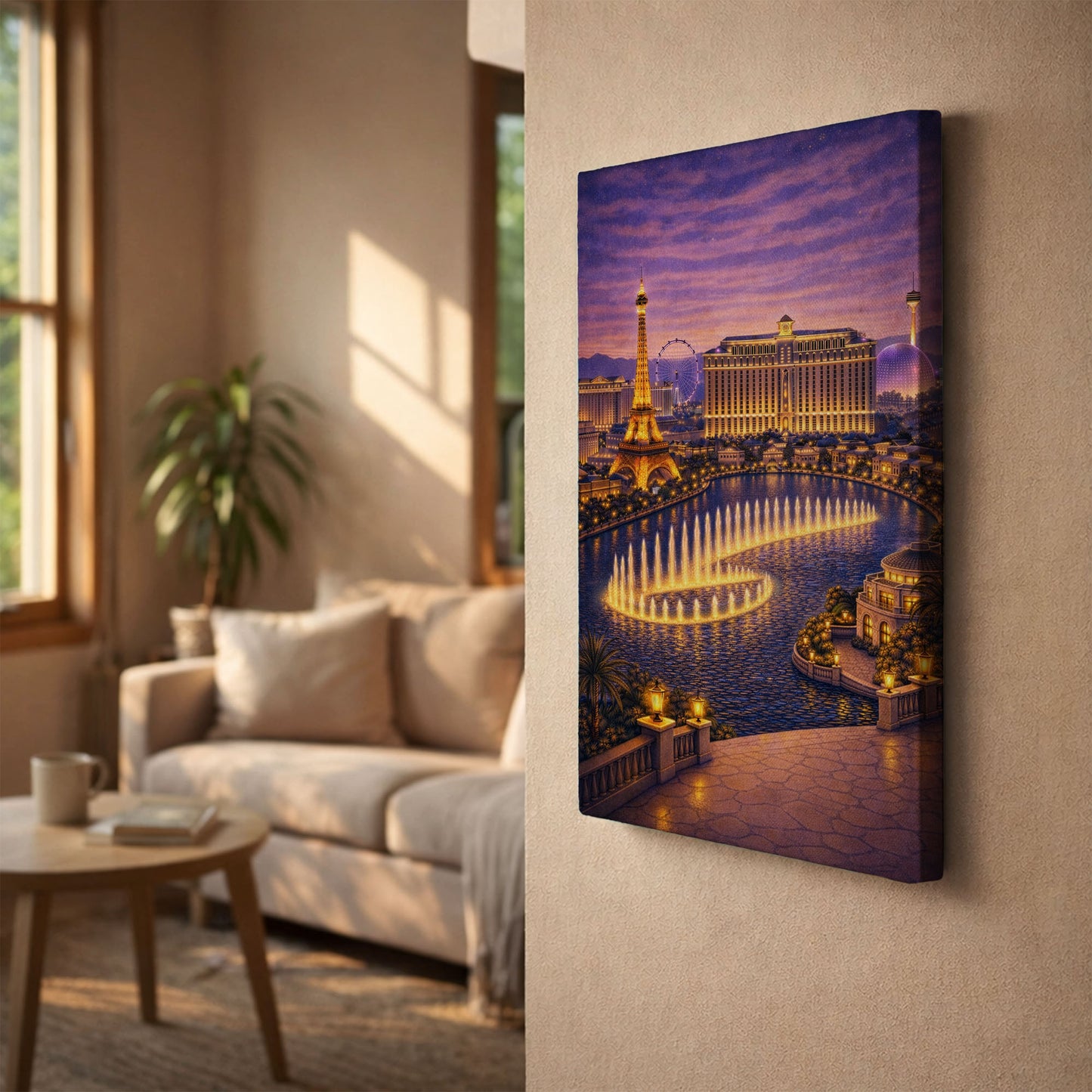 Las Vegas Night Canvas Art | Illuminated Strip Cityscape Wall Decor