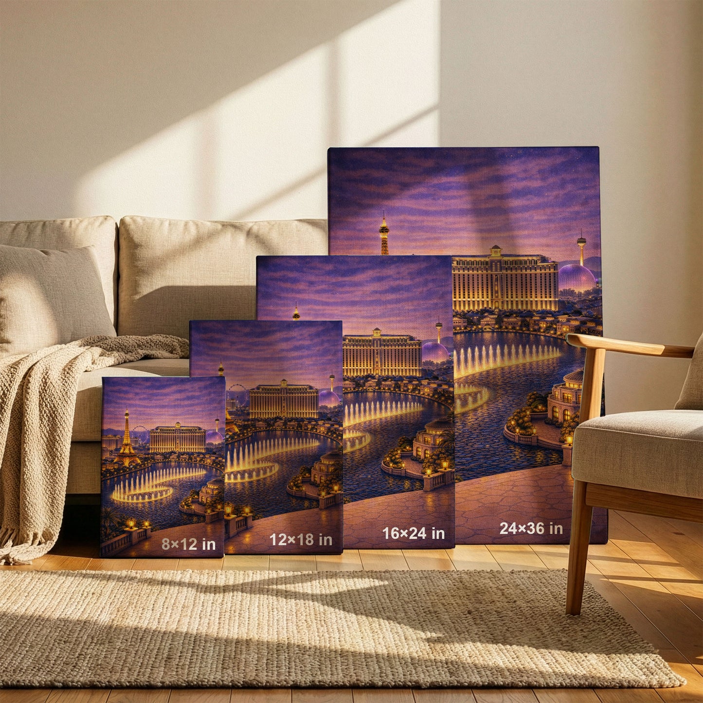 Las Vegas Night Canvas Art | Illuminated Strip Cityscape Wall Decor