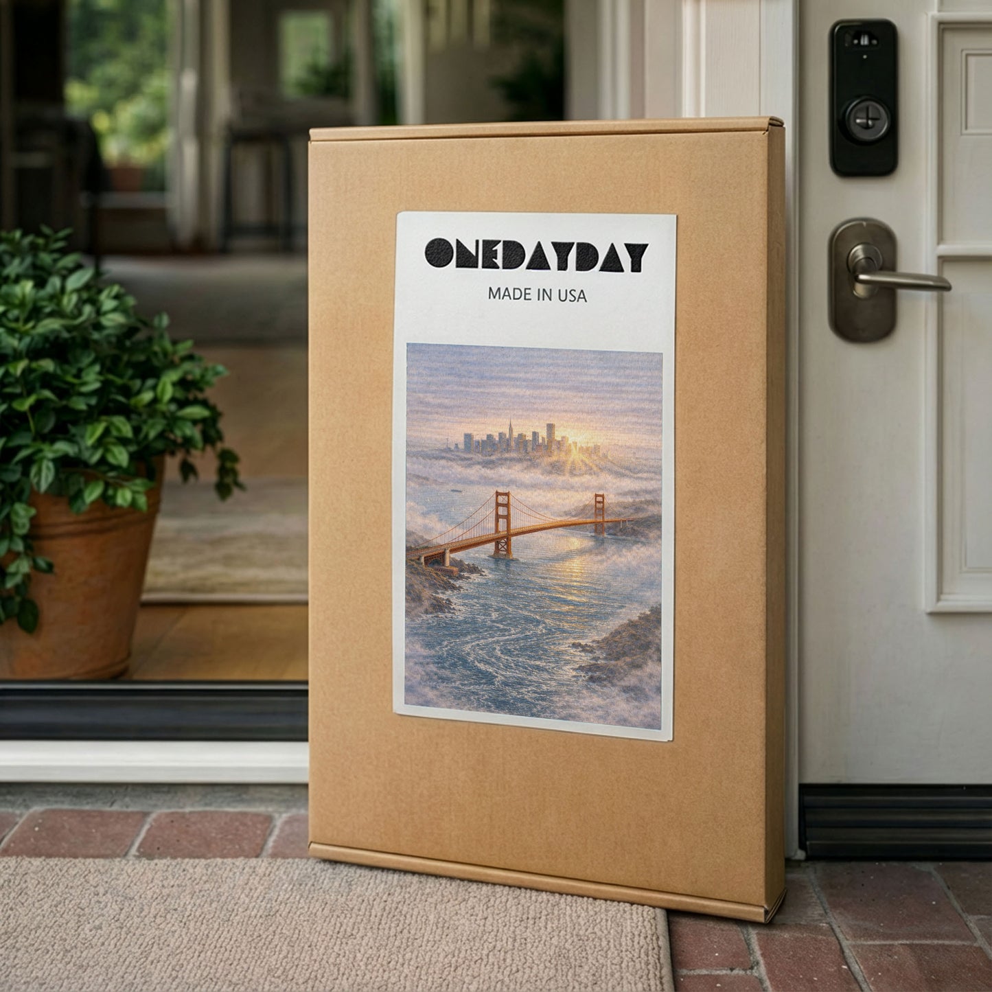 San Francisco Sunrise Canvas Art | Golden Gate Bridge Fog Landscape Wall Art